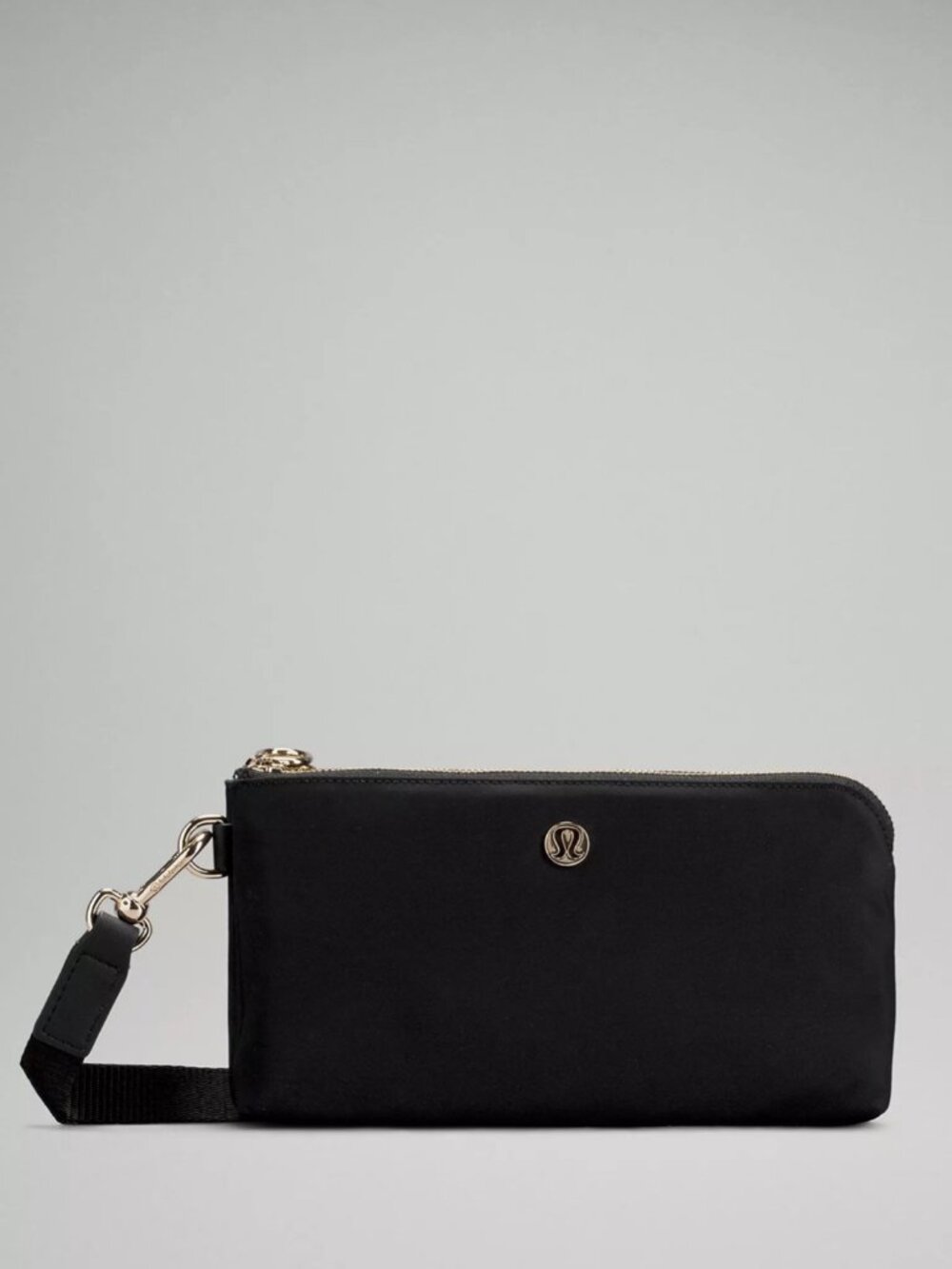 Lululemon Now and Always Black Nylon/ Gold Hardware Pouch/Wristlet